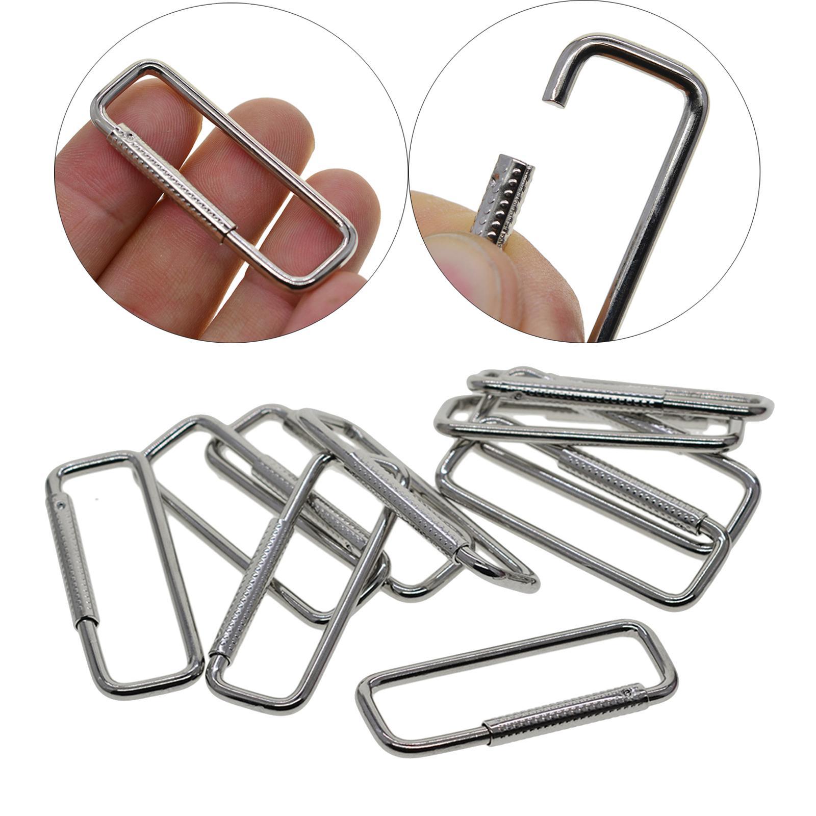 10Pcs Rectangle Carabiner Clips Hook Portable Durable Multifunctional Metal Sturdy DIY Keychain Clips Spring Buckle for Outdoor Indoor Bags