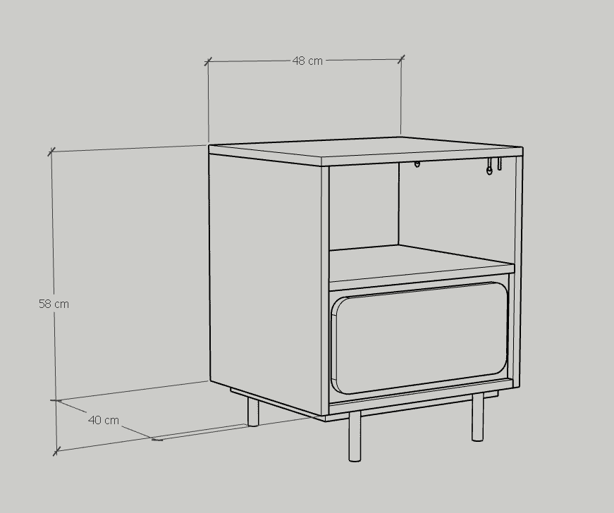 [Happy Home Furniture] SWEETY, Táp đầu giường 2 ngăn - chân sắt, 48cm x 40cm x 58cm ( DxRxC), THK_080