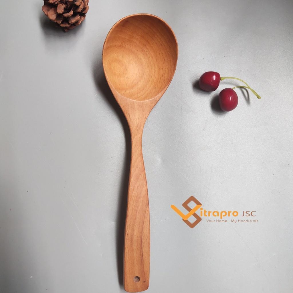 Set Gồm 4 Muôi Sạn Xào Muỗng Canh Cơm Chất Liệu Gỗ Keo An Toàn Tiện Lợi