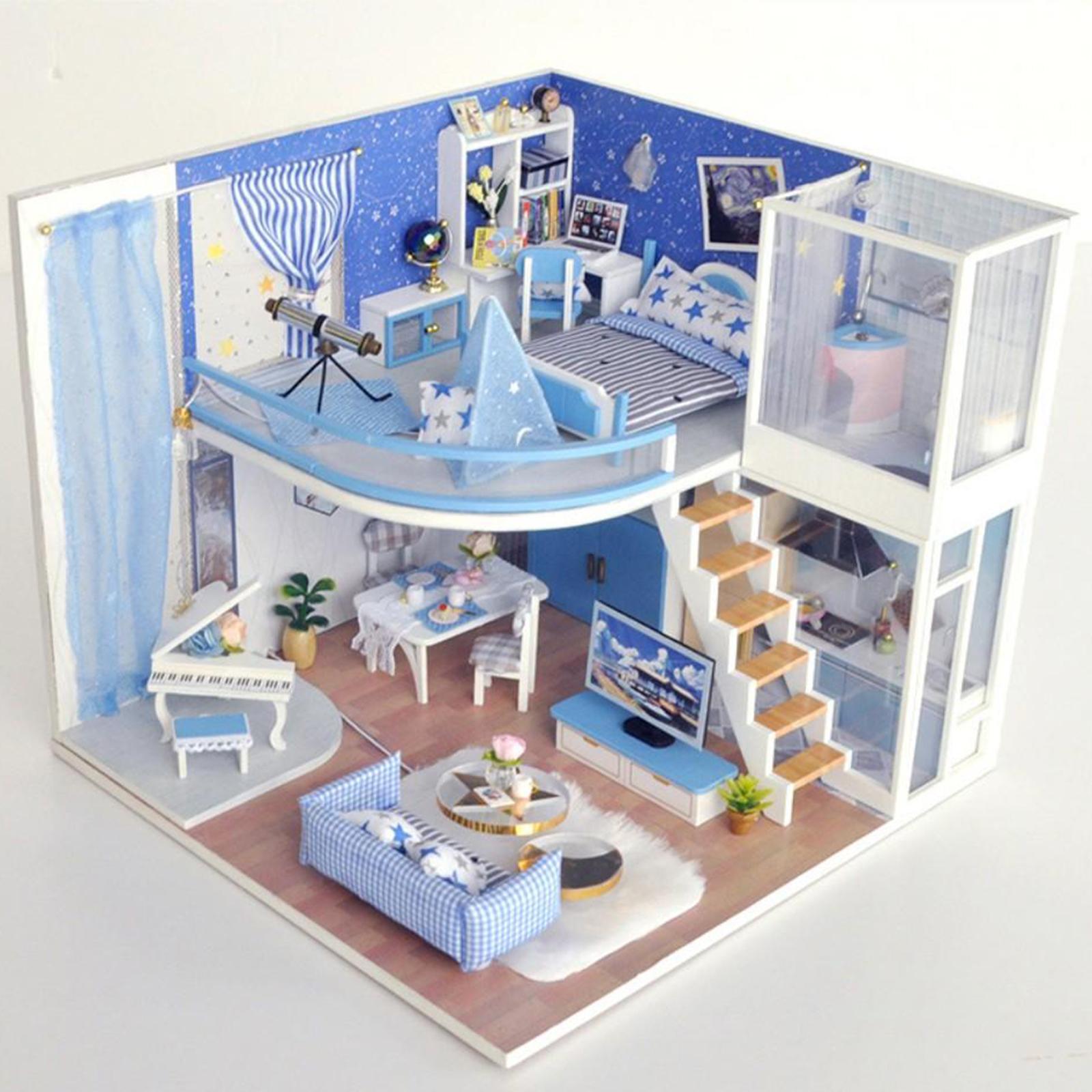 Self Assembled Dollhouse Furniture Building Cottage House Dustproof Cover