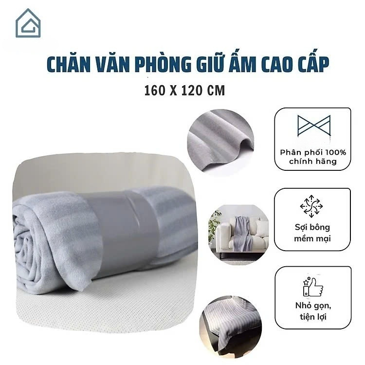 Chăn Ngủ Văn Phòng Chăn Du Lịch Giữ Ấm Màu Trơn Cho Nam Cao Cấp - Kích  Thước(160cm * 120cm) - Giao Màu Ngẫu Nhiên