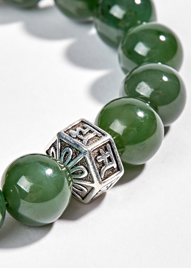 Vòng Ngọc Bích Phối Charm Lục Tự Lục Giác Nam Ngọc Quý Gemstones