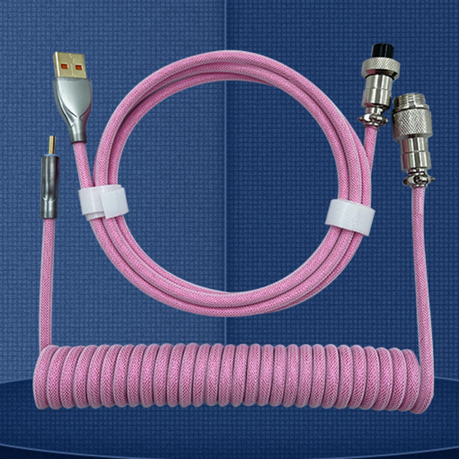 1.8M USB Coiled Cable Wire TPU Metal Keyboard Cable USB3.0 to Type C for Mechanical Keyboard Speaker