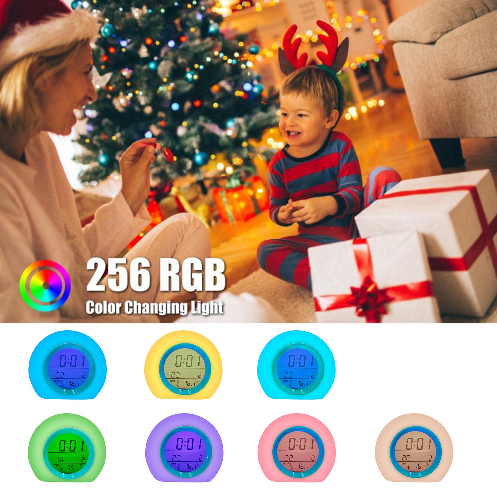 Đồng hồ báo thức kỹ thuật số, Đèn ngủ có 7 màu đa chức năng, báo thức, phát hiện nhiệt độ