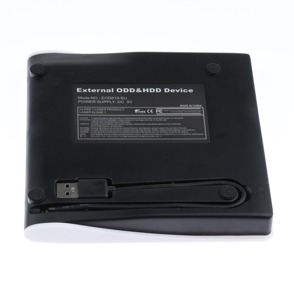 USB 3.0 Slim External -RW Optical Drive Burner Player for Laptop White