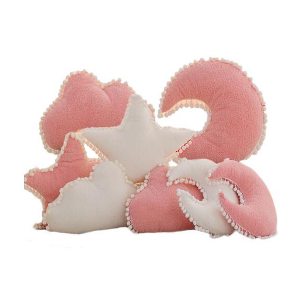 Đám mây Gối Nhung Màu Hồng Trắng Nhồi Bông Mềm Ngôi Sao Ném Gối Mặt Trăng Đệm Cho Bé Trẻ Em Áo Gối Sofa Trang Trí Nhà Quà Tặng bạn gái