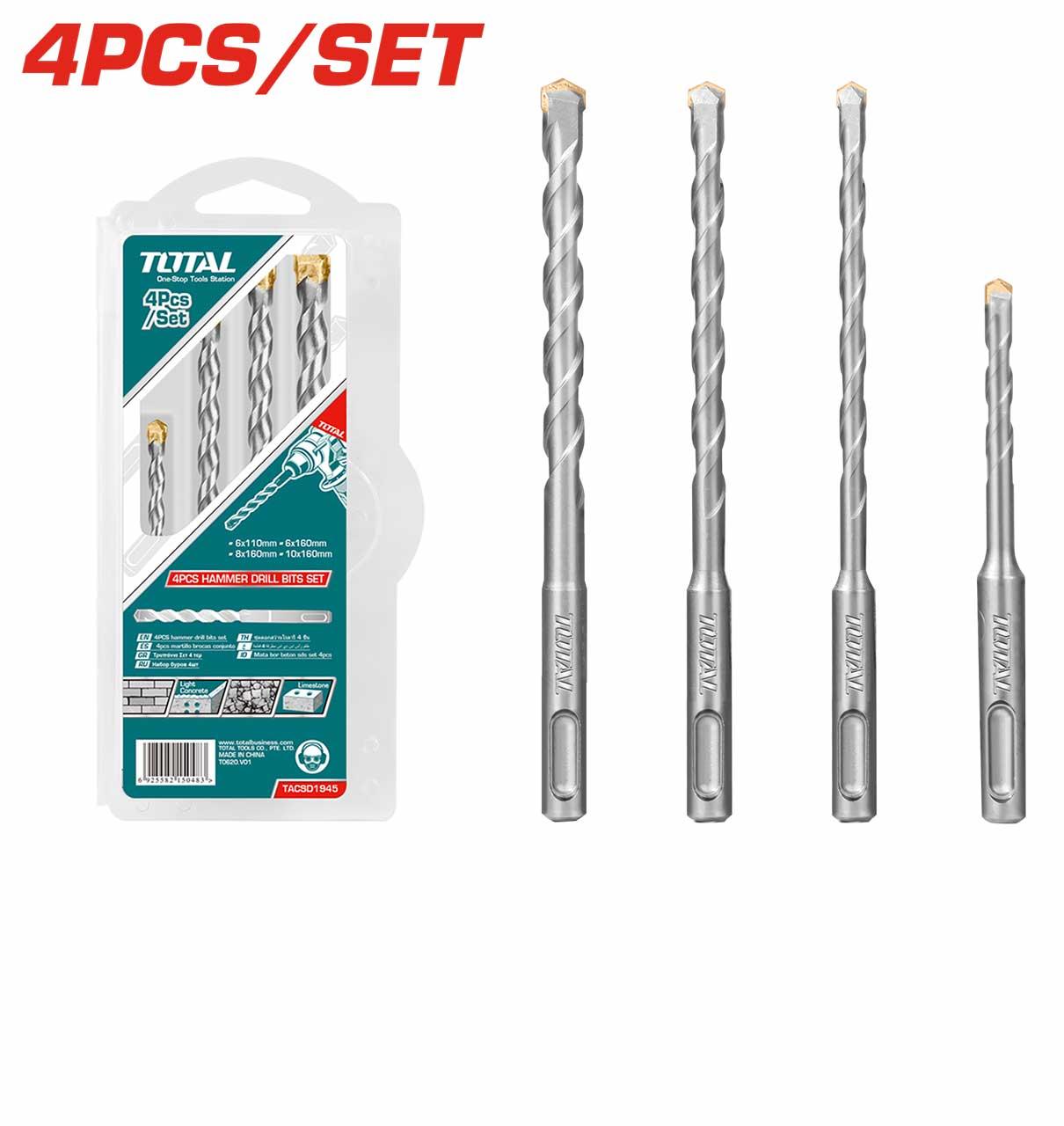 BỘ MŨI KHOAN BÊ TÔNG 4 CHI TIẾT 6-10MM TOTAL TACSD1945