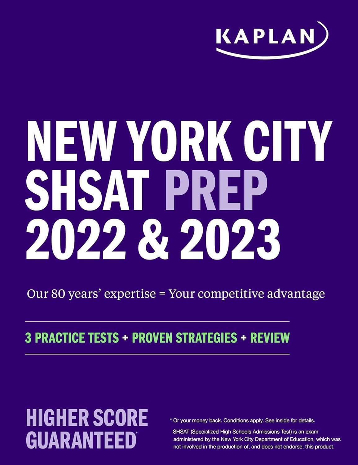Sách ngoại văn: New York City SHSAT Prep 2022 &amp; 2023: 3 Practice Tests + Proven Strategies + Review (Kaplan Test Prep NY)