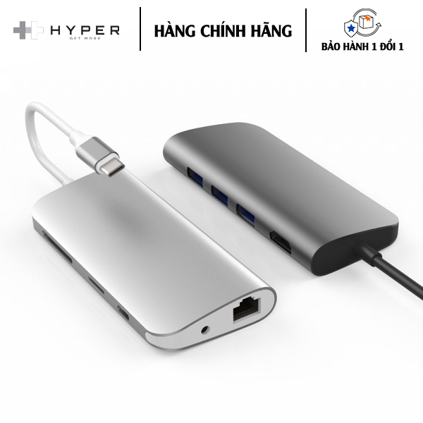 CỔNG CHUYỂN HYPERDRIVE POWER 9-IN-1 USB-C HUB FOR IPAD PRO 2018, MACBOOK, ULTRABOOK, CHROMEBOOK  PC &amp; USB-C DEVICES - Hàng Chính Hãng