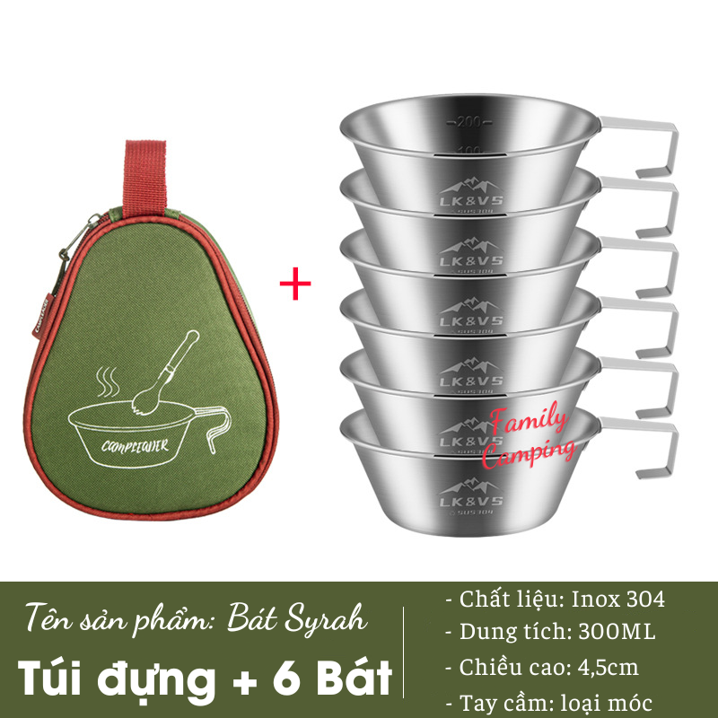 Bộ Bát Inox Syrah Có Tay Cầm Túi Đựng Tiện Lợi Cho Cắm Trại Dã Ngoại Hàng Cao Cấp