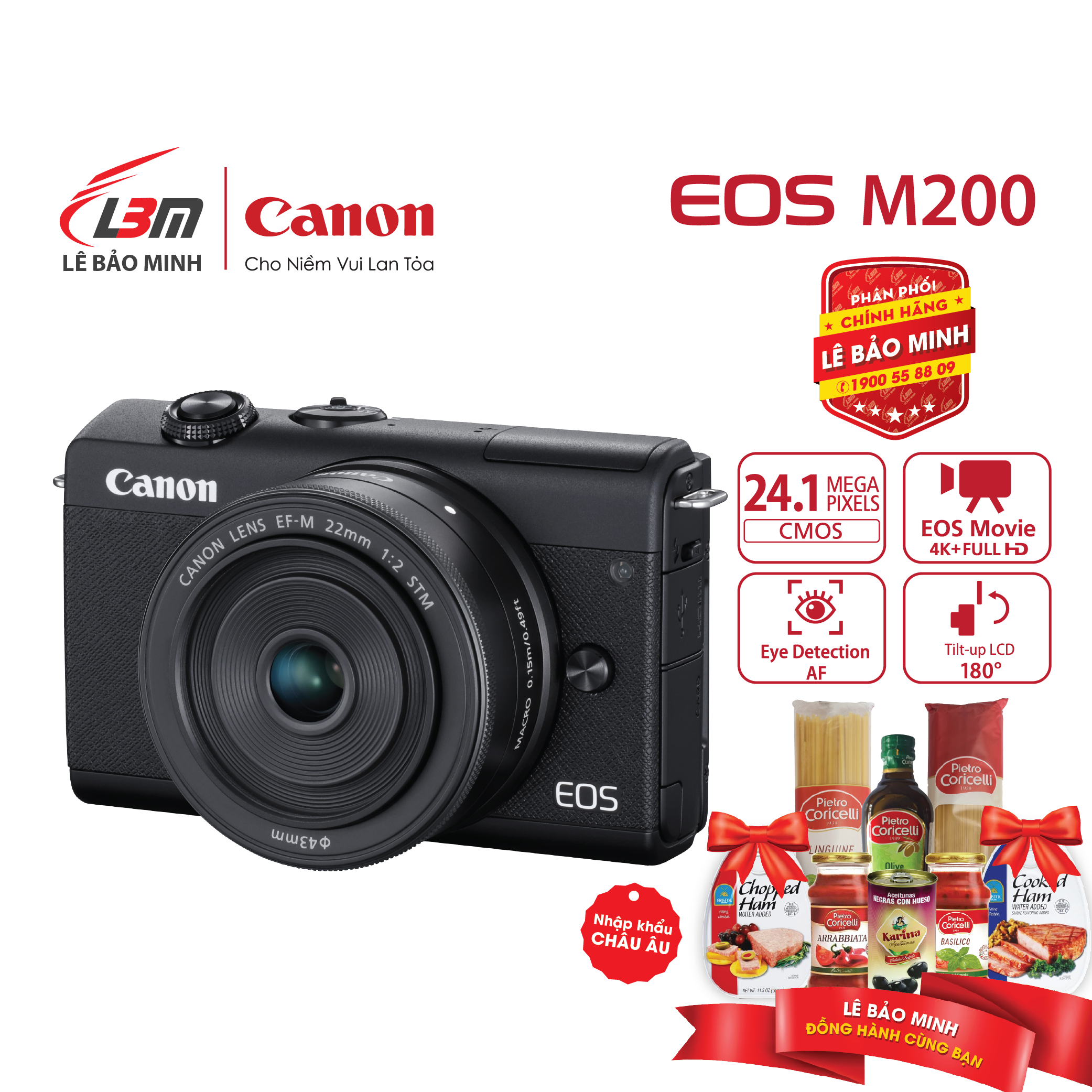 Máy ảnh Canon EOS M200 KIT EF-M15-45mm F/3.5-6.3 IS STM - Hàng Chính Hãng Lê Bảo Minh