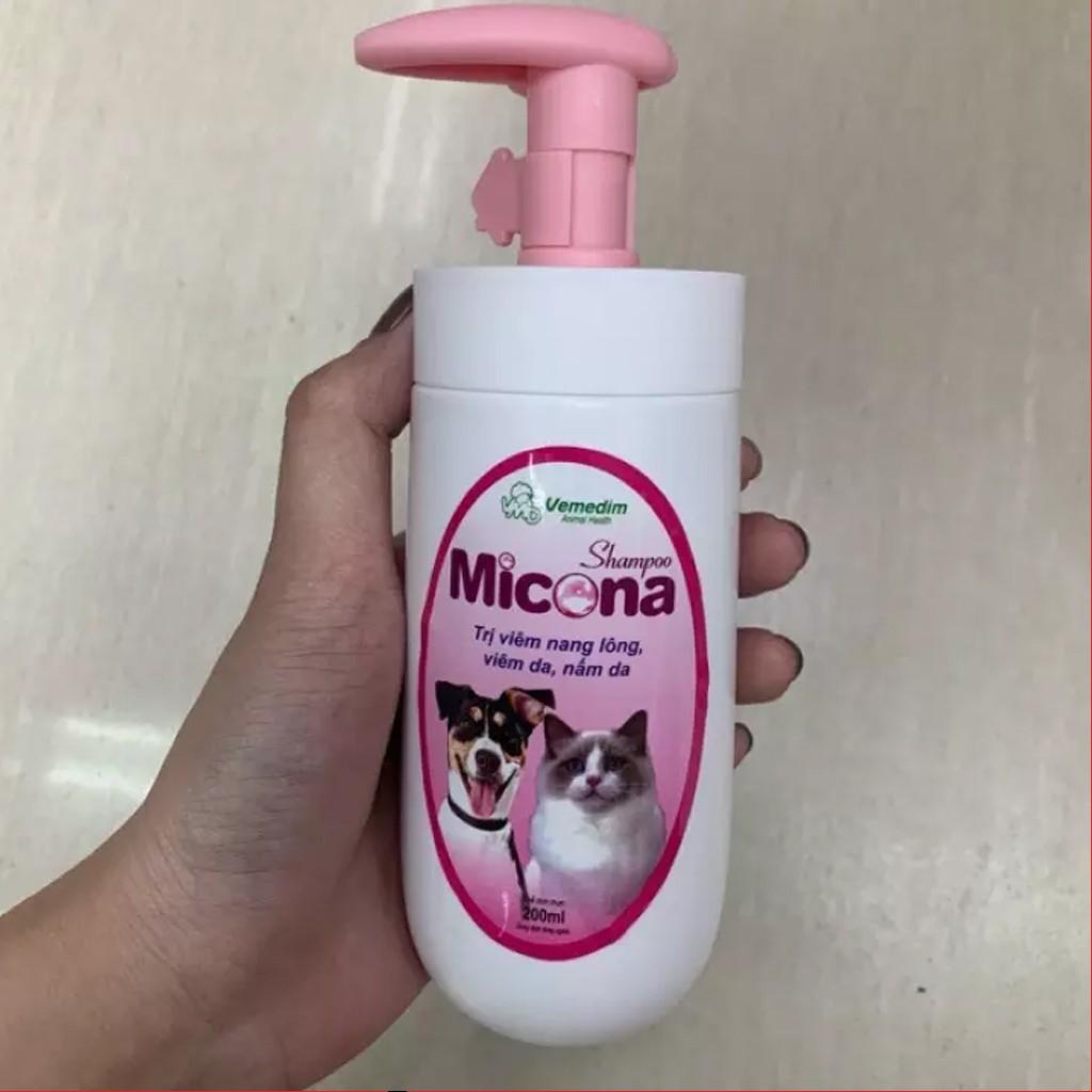 Sữa Tắm Đặc Trị Nấm Da Viêm Da Viêm nang lông Cho Chó Mèo Micona Vemedim 200ml