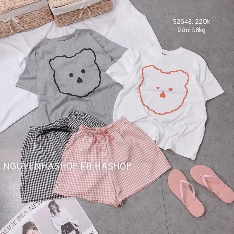 Bộ Hình Gấu Cotton Quần Đùi