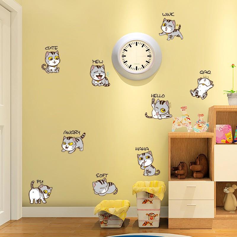 Decal dán tường mèo xinh đáng yêu