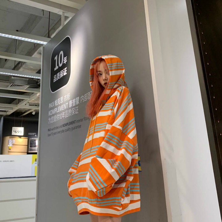 Áo hoodie oversize sọc ngang Mã: AX4050