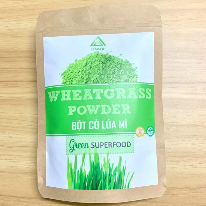 Bột cỏ lúa mì sấy lạnh nguyên chất Lematie (100g) + tặng bình thủy tinh, detox, giảm cân, eat clean, chứng nhận ATVSTP