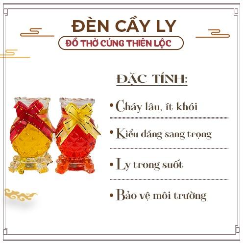 Đèn Cầy Ly Cúng Trái Thơm Cháy Liên Tục Đồ Thờ Cúng Thiên Lộc - Cặp 2 Ly