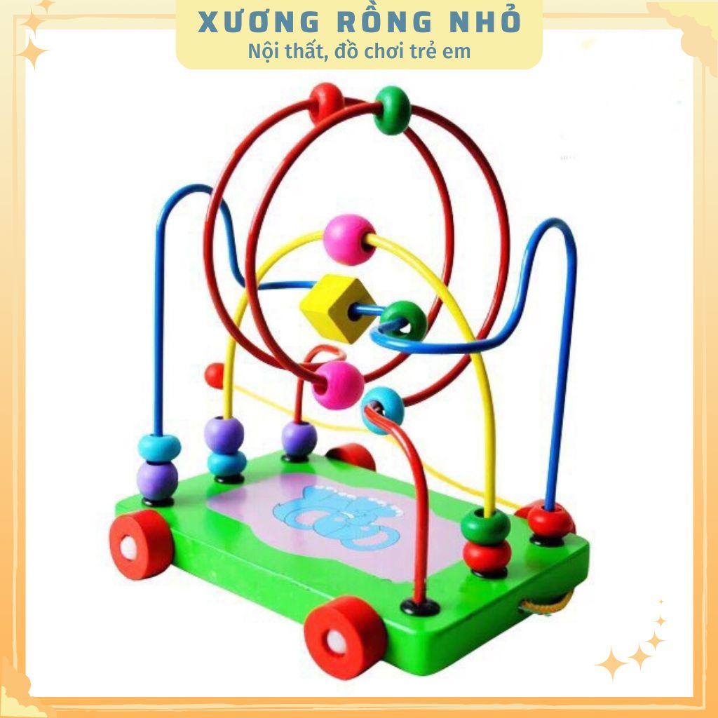 Size lớn - Đồ chơi xe kéo luồn hạt bằng gỗ cho bé phát triển tư duy