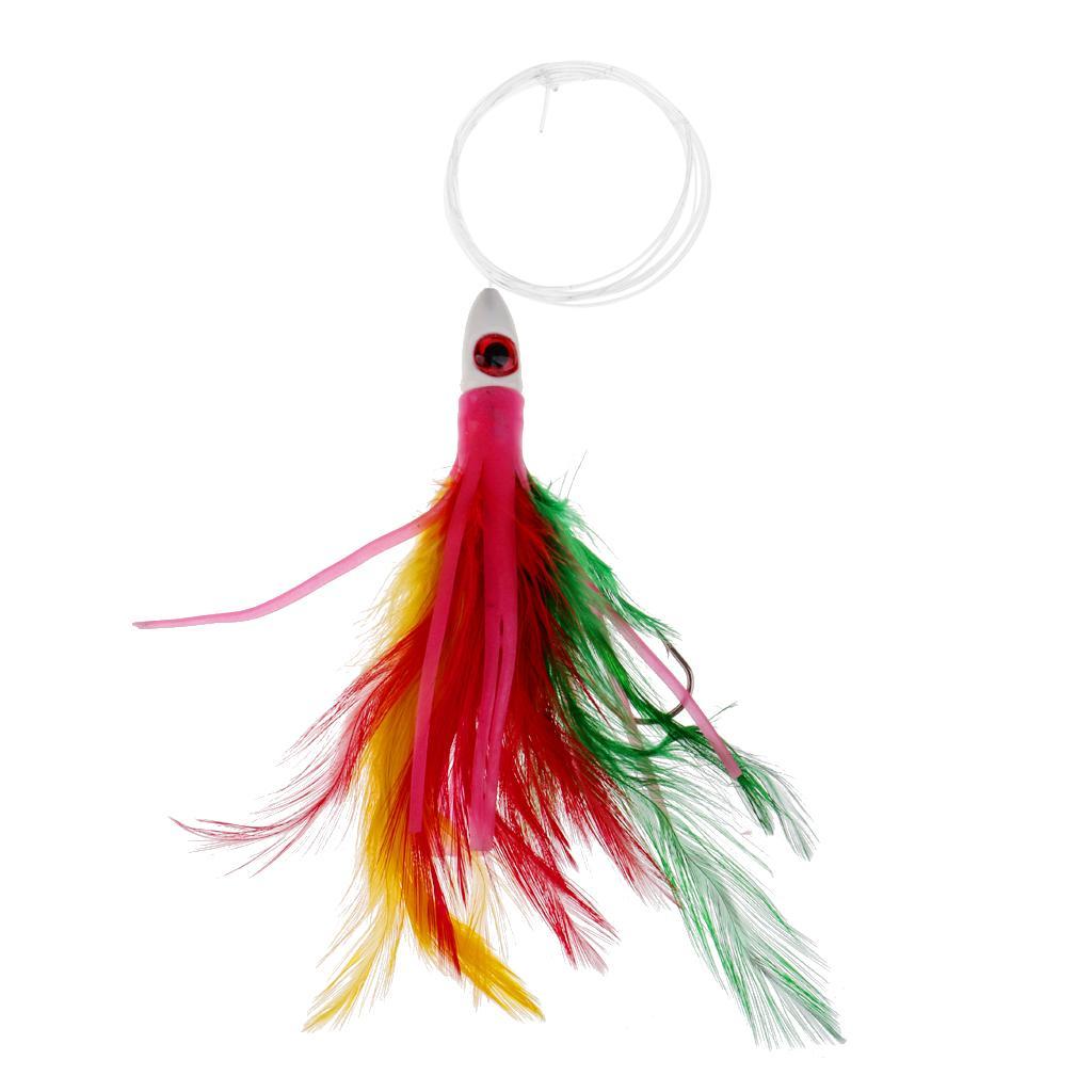 2 Pieces Bionic Jigs Head Lure 14cm Fishing Spoon Squid Skirt Soft Lure Tuna