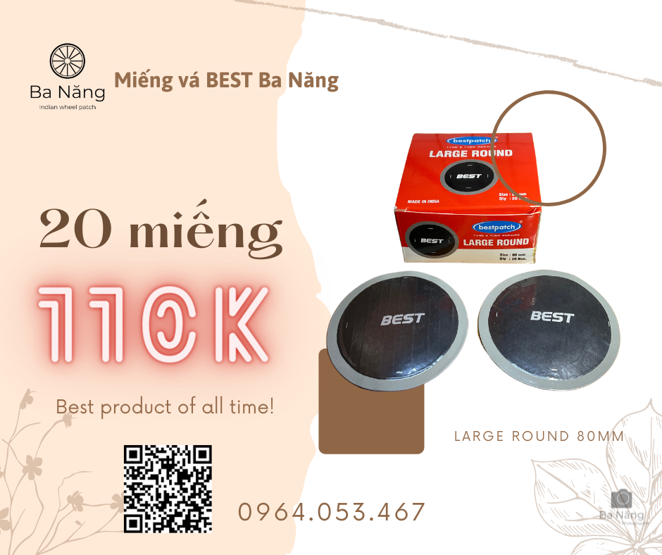 Miếng vá săm, lốp máy, ôtô hình tròn - Kích thước 80mm