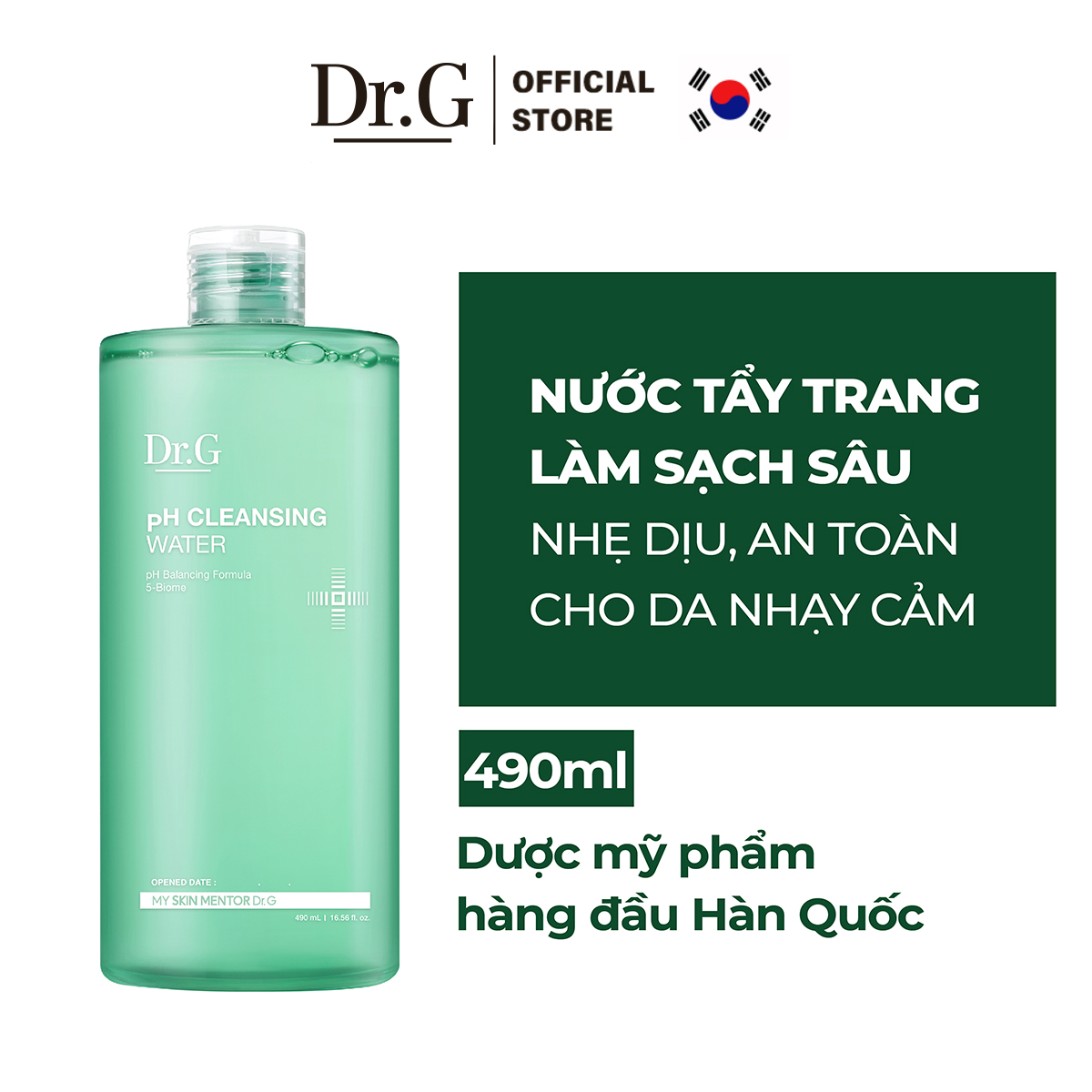 Combo Dr.G Kem dưỡng R.E.D Blemish Clear Soothing Cream 70ml và Nước tẩy trang PH Cleansing Water 490ml