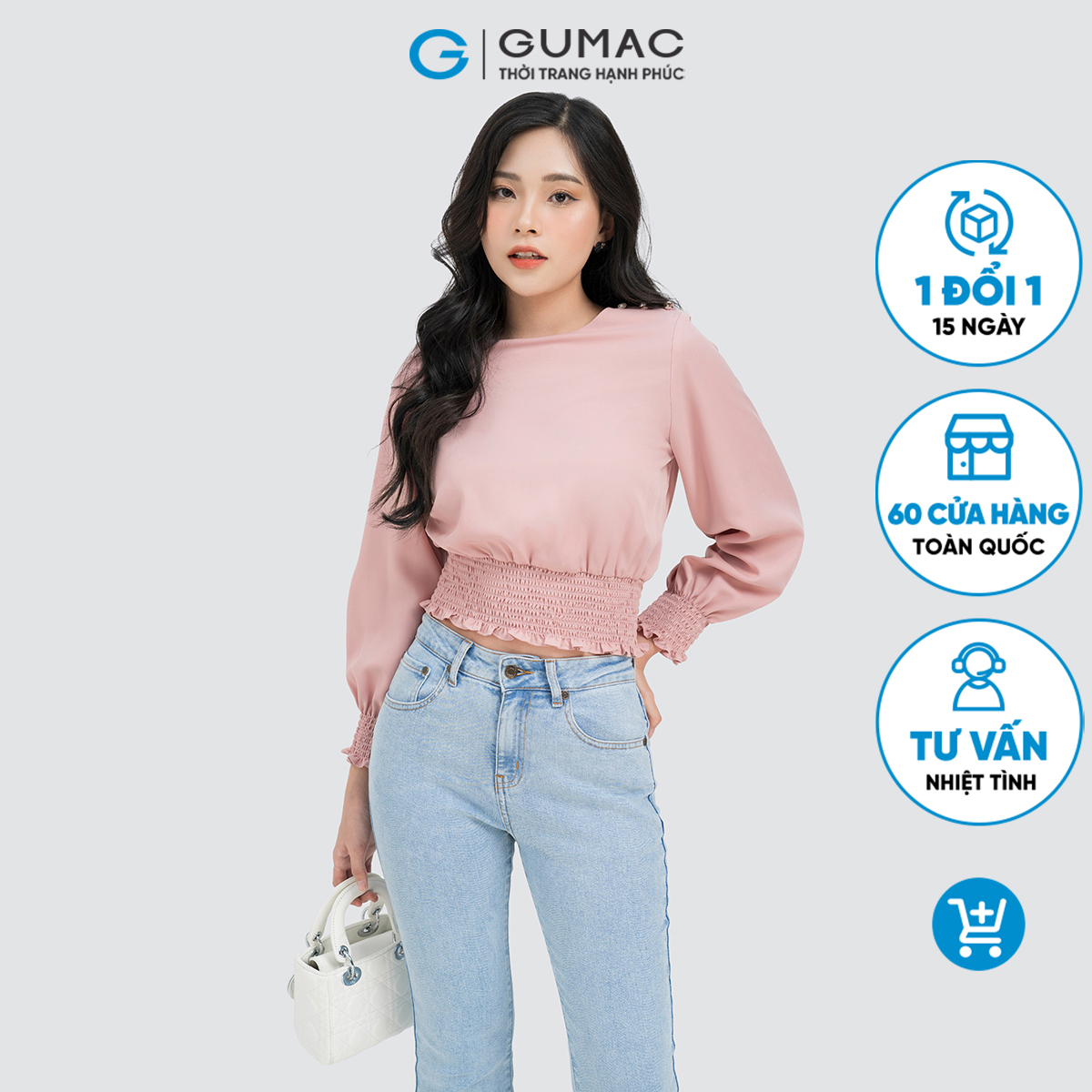 Áo kiểu bo chạy thun GUMAC AD04007