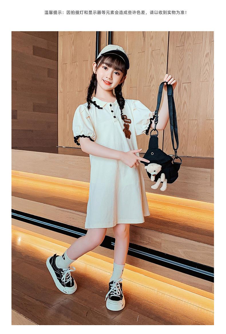 CHENGRUI Cô gái ăn mặc mùa hè váy tây thời trang trẻ em váy mùa hè cô gái nhỏ váy trung bình cô gái lớn polo váy lưới đỏ