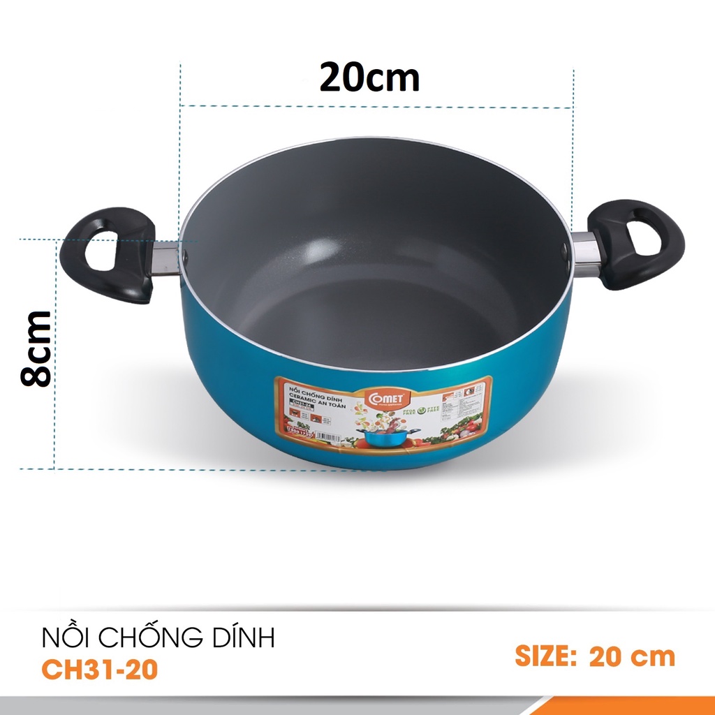 Nồi chống dính Ceramic an toàn Comet CH31-20 - Hàng Chính Hãng