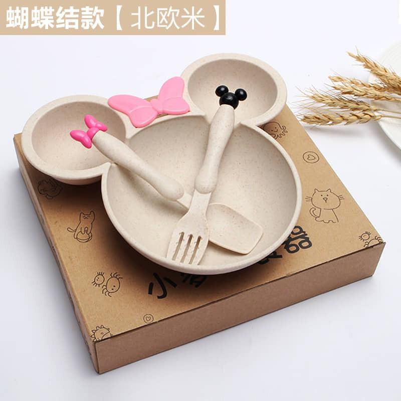 Bát ăn lúa mạch MICKEY MOUSE kèm phụ kiện thìa dĩa cực xinh cho bé