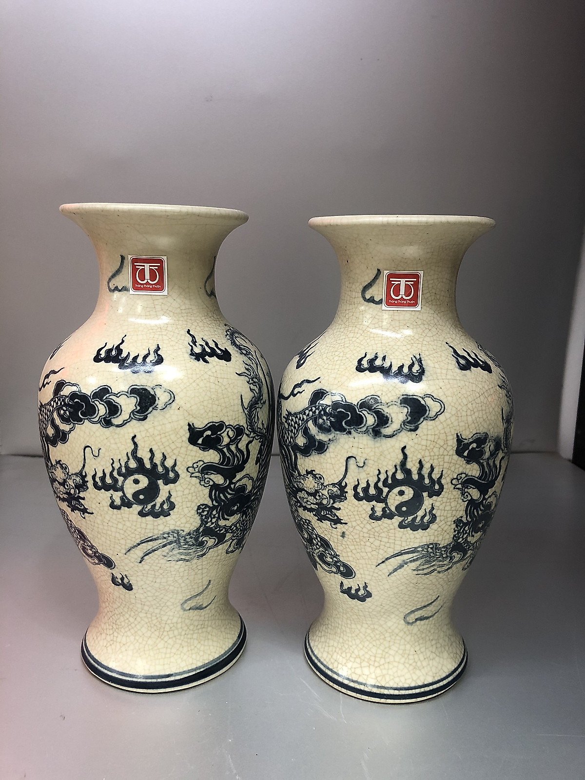 Combo bát hương xanh lam rồng phượng và đế