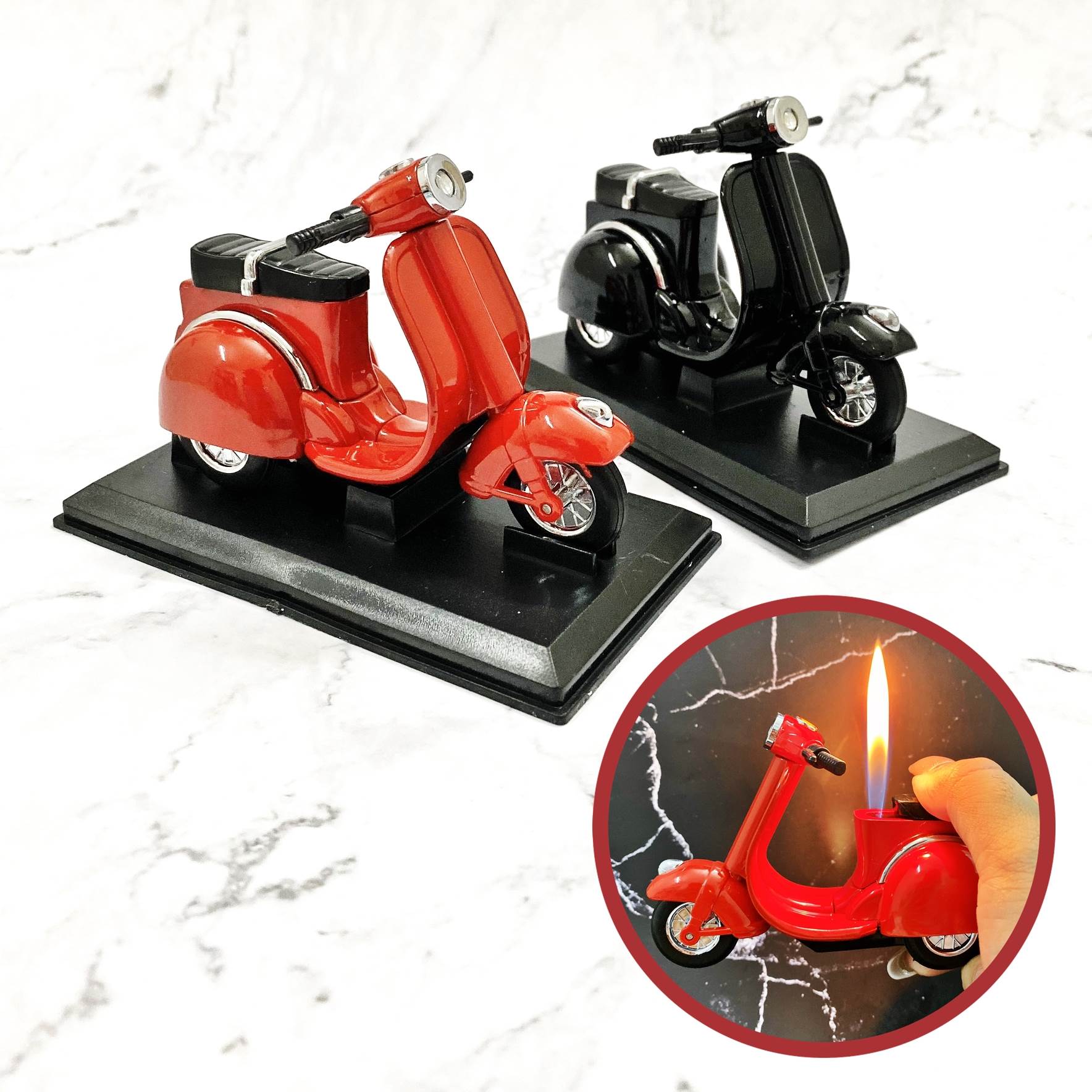 Hột quẹt bật lửa hình chiếc xe Vespa (kim loại) - (xài gas