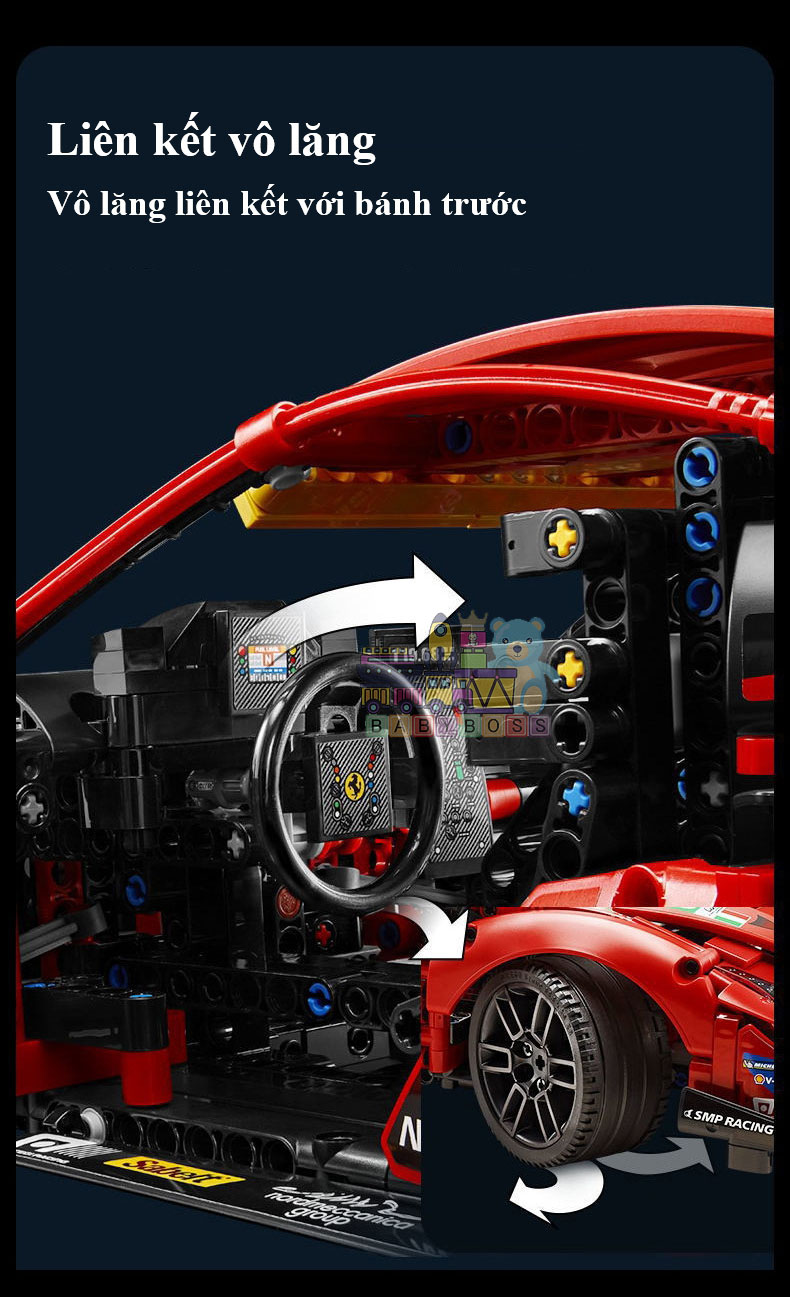 Đồ Chơi Mô Hình Siêu Xe Ferrari 488 GTE , Đồ Chơi Điều Khiển Từ Xa Siêu Xe Ferrari 488 GTE , Đồ Chơi Lắp Ghép Technic Siêu Xe Ferrari 488 GTE Với 1206 PSC