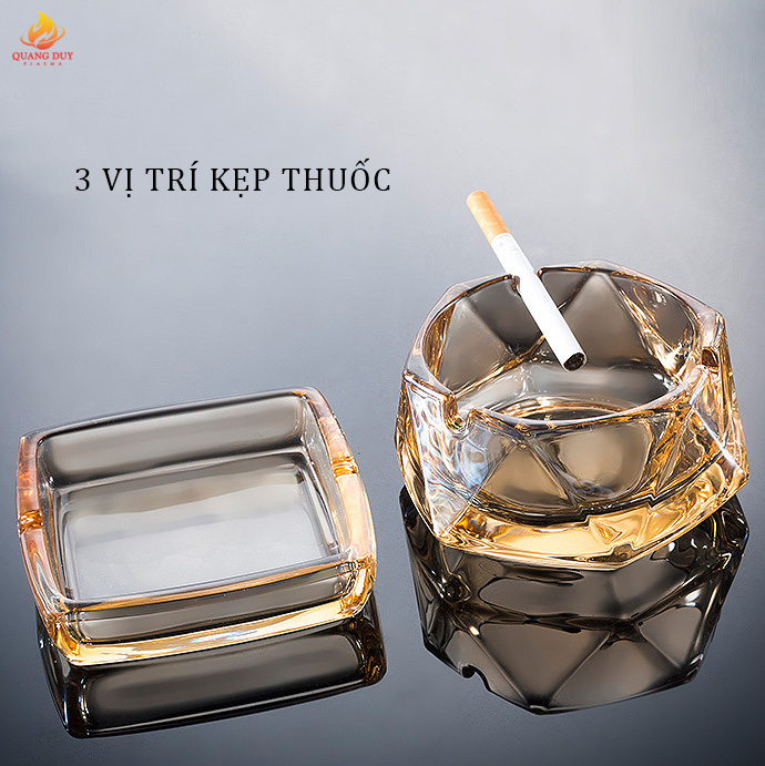 Gạt tàn thủy tinh thiết kế sang trọng hình dạng nét kim cương màu sắc sáng bóng lấp lánh