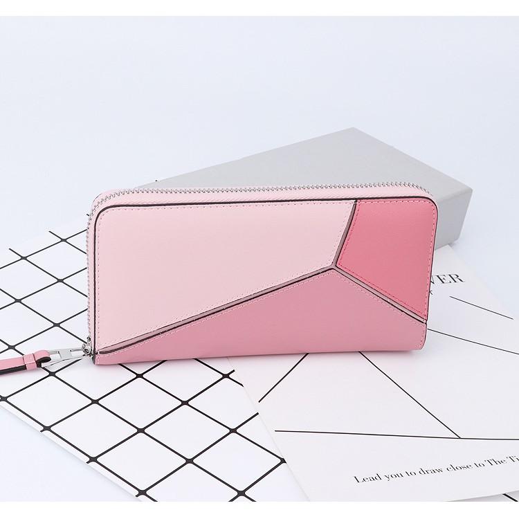 Ví dài chiếc lá/kẻ ô vuông cao cấp phong cách Hàn Quốc 2018