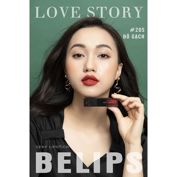 Son Kem Lì Màu Love Story Đỏ Gạch Belips Sexy Lipstick Không Chì (3,7G)