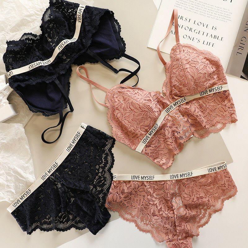Set Bra Ren Lửng 2 Màu Hot Hit Phối Viền Chữ