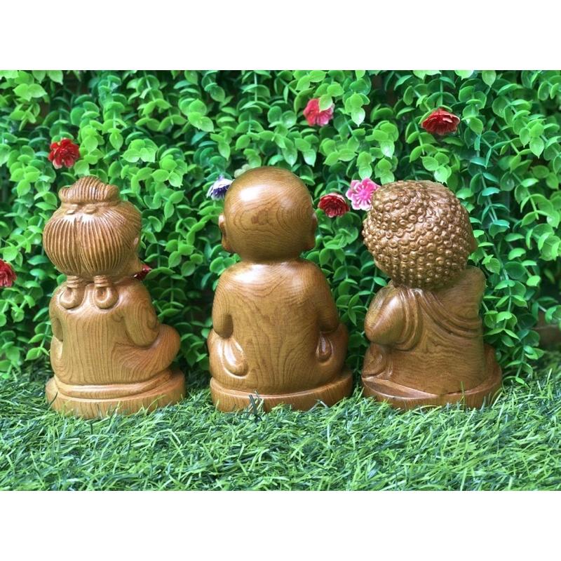 Bộ 3 tam Phật kt 13 /7/6 Chất liệu gỗ bách xanh.