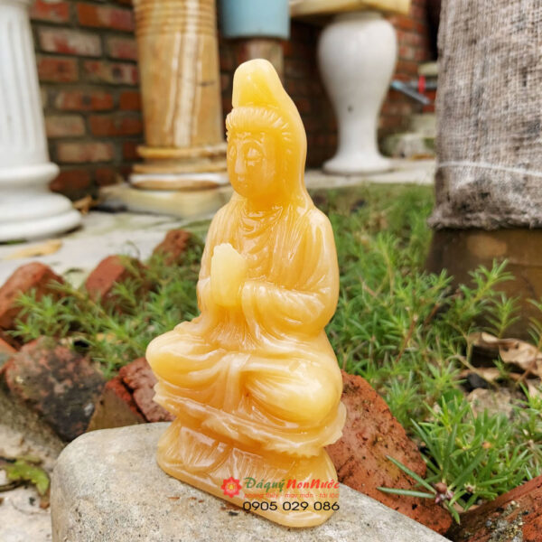 Tượng bồ tát đá ngọc hoàng long 15cm - đá Non Nước