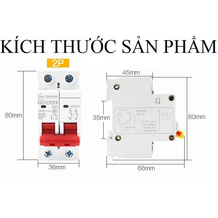 Ngắt mạch CB 1 chiều DC 1000V chuyên dụng cho hệ thống điện 1 chiều 2P 63A LW bộ ngắt mạch 1 chiều