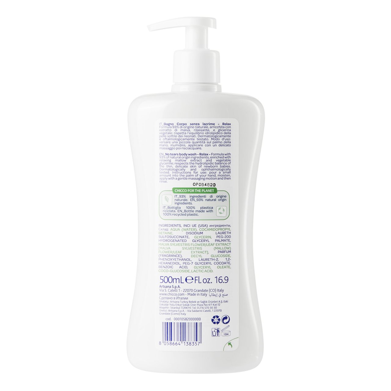 Sữa tắm giúp bé ngủ ngon Chicco 0M+ 500ml