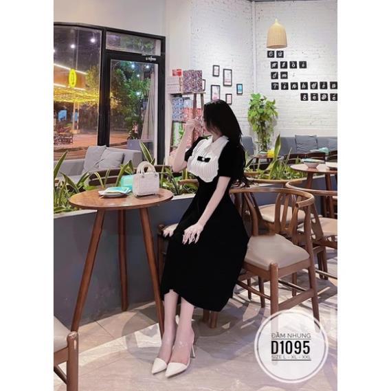 Bigsize Đầm nhung đính nơ dài D1095