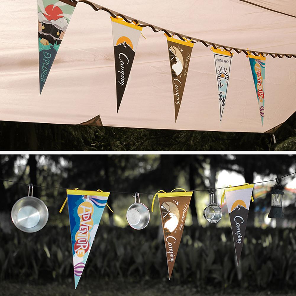 Outdoor Camp Flag Pennant Camping Equipment Camping Tent Flag Decoration Triangular Bunting Picnic Home Party Tent Flag