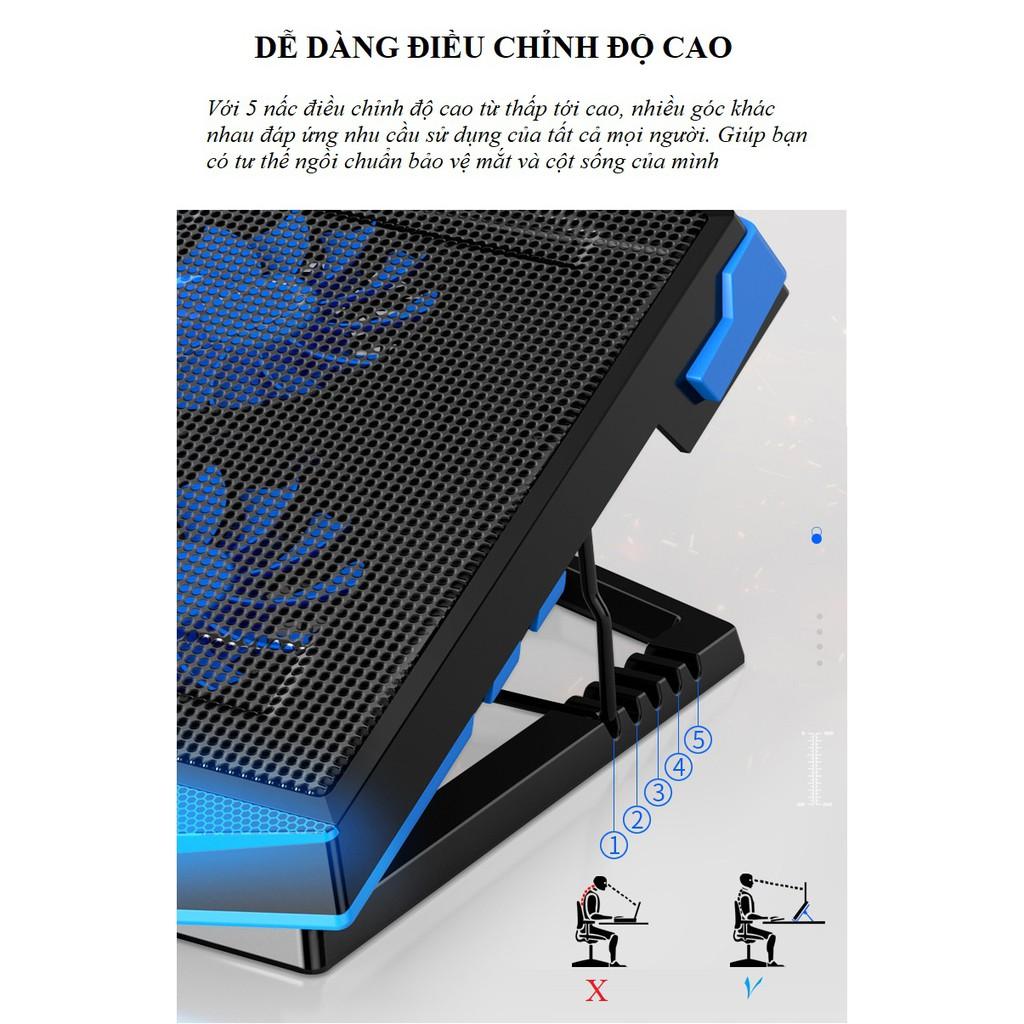 Đế Tản Nhiệt Laptop ️️ Quạt Tản Nhiệt Với 5 Quạt Làm Mát Siêu Tốc - Tản Nhiệt Ram Bảo Vệ Máy Tính Của Bạn H9.1