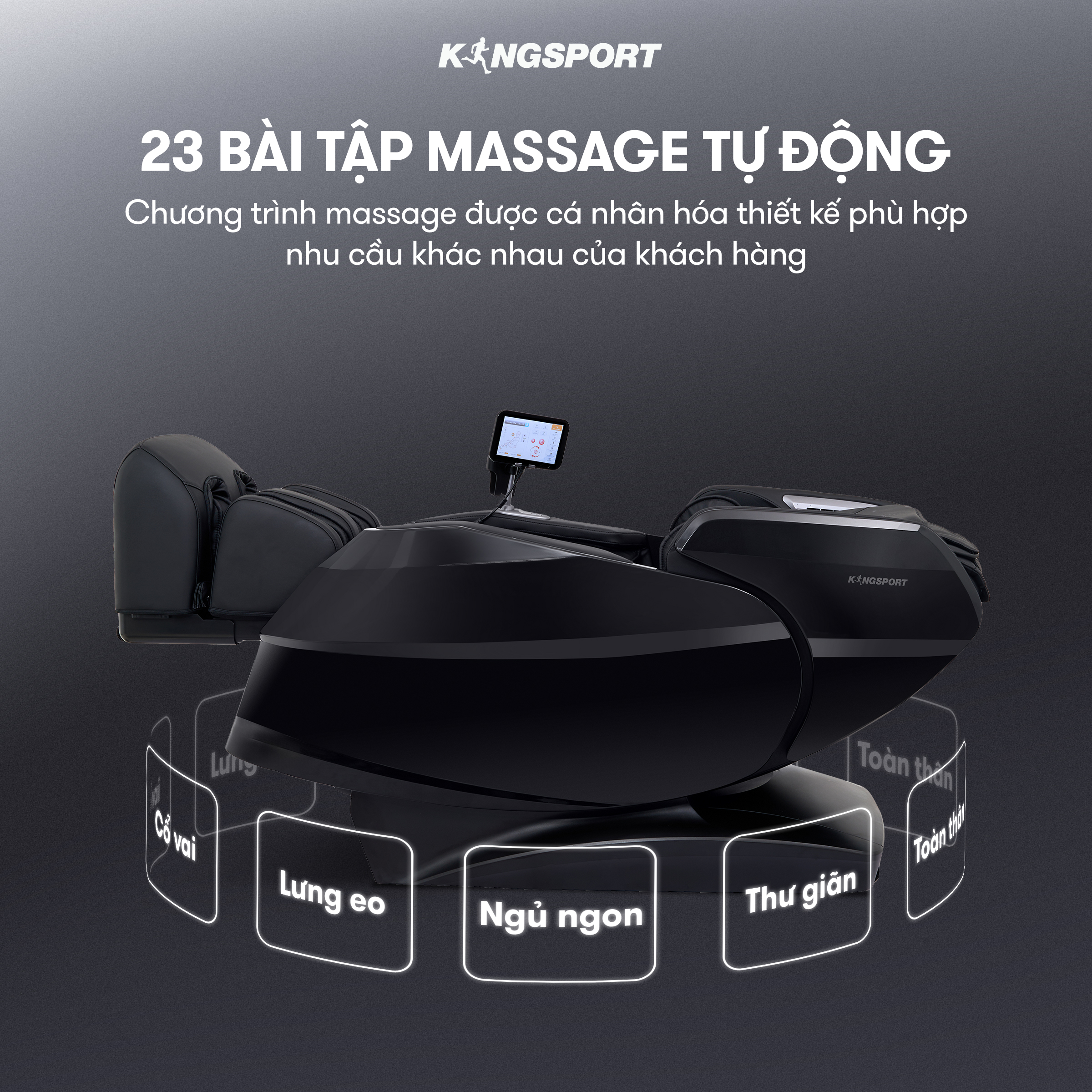 Ghế massage KINGSORT Premium B6 23 bài massage cao cấp,  công nghệ massage Kingtech Dual, đo chỉ số sức khỏe