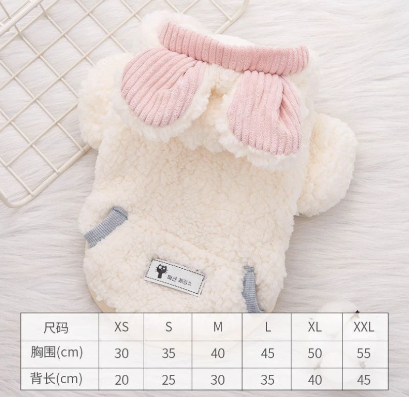 Áo Tai Thỏ Lông Cừu Đáng Yêu cho thú cưng