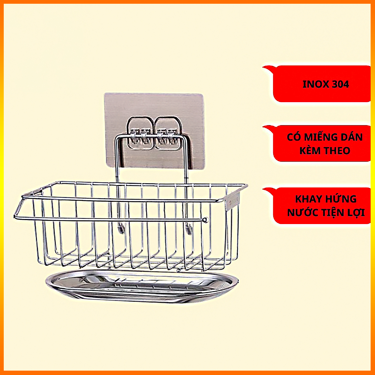 Giá đựng rẻ rửa bát có khay hứng nước Inox 304 tiện lợi