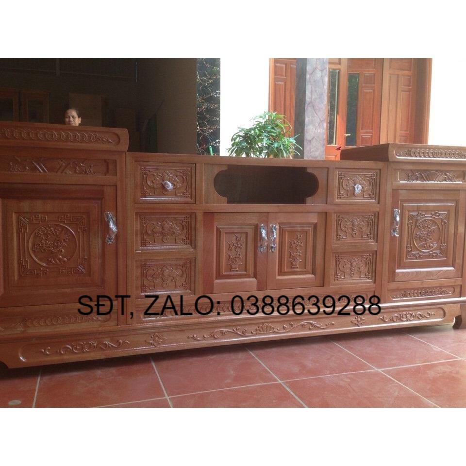 Kệ tv gỗ xoan đào 2m4 giá thật