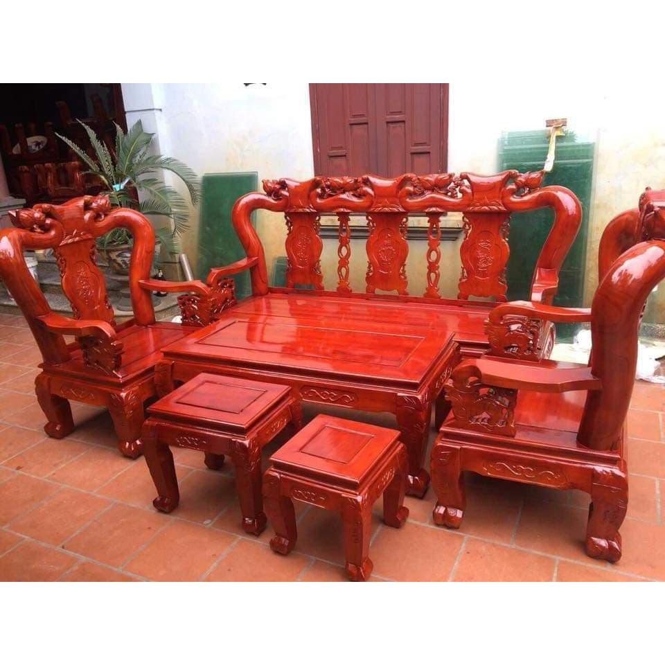 Bộ bàn ghế phòng khách minh quốc đào gỗ xoan tay 10