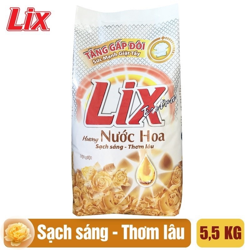 Bột Giặt Lix Extra Hương Nước Hoa 5.5Kg EH055 - Tăng Gấp Đôi Sức Mạnh Giặt Tẩy