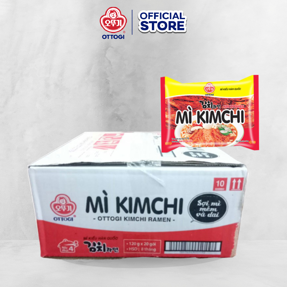 Thùng 20 Gói Mì Ottogi Kim Chi (120g x 20)